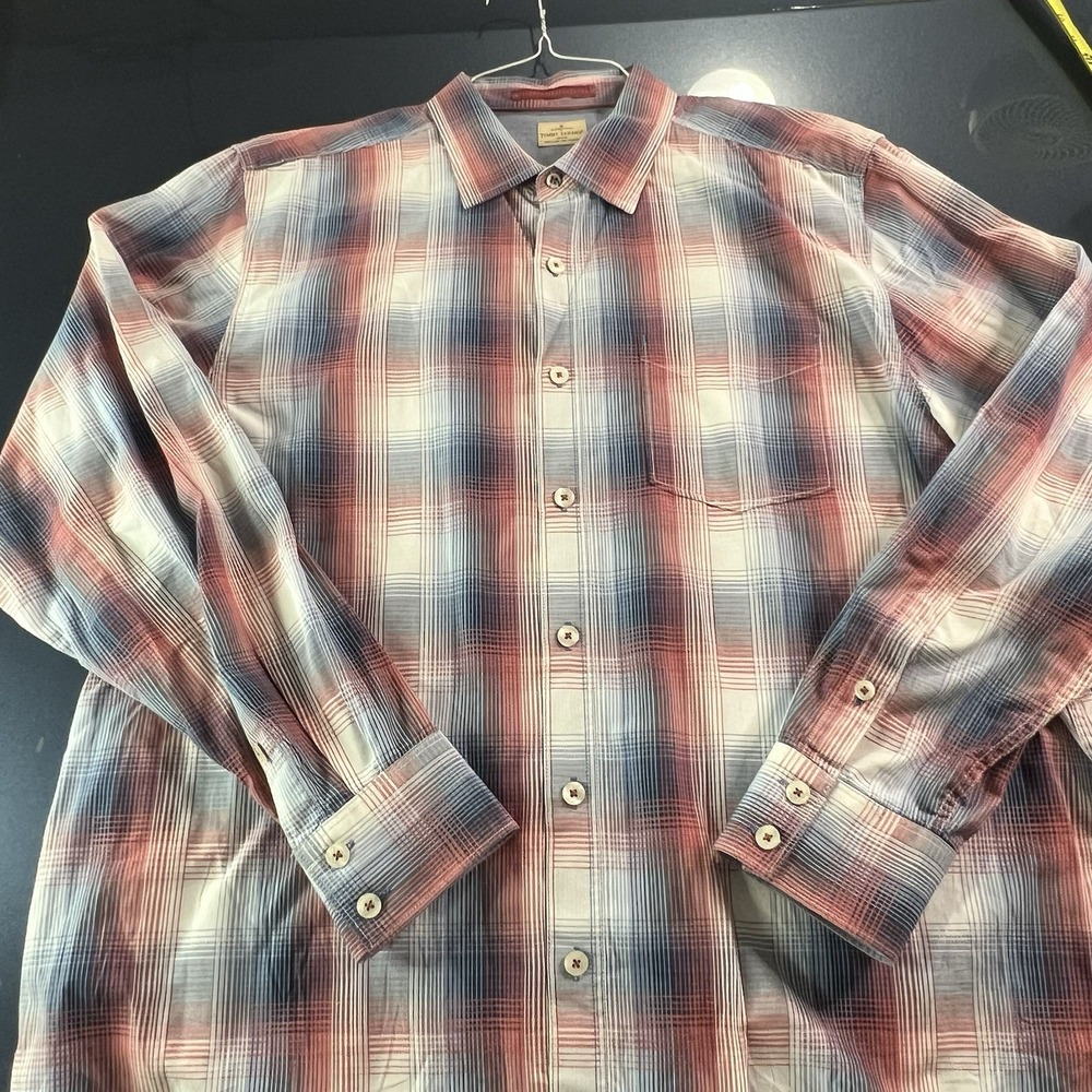Tommy Bahama Jeans Men's Button Down Shirt Red White & Blue Size XL 100% Cotton